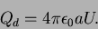 \begin{displaymath}
Q_d = 4\pi \epsilon_0 a U.
\end{displaymath}